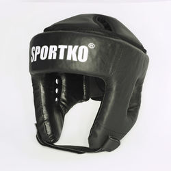 Шолом боксерський Sportko зі шкірозамінника з закритим верхом (ОД2, чорний)