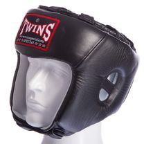 Шлем для бокса турнирный Twins из кожи (HGL-8-BK, Черный)