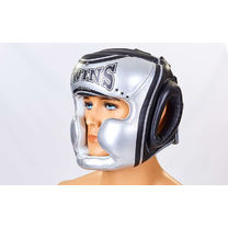 Шлем боксерский с полной защитой кожаный Twins (HGL3-TW4G-BK, черно-серый)