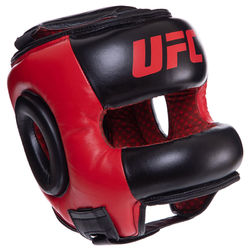 Шолом боксерський з бампером UFC натуральна шкіра (UHK-75063, чорно-червоний)