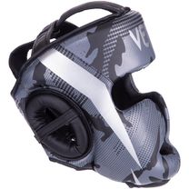 Шлем боксерский с полной защитой PU Zelart (BO-2530-BKG, черно-серый)