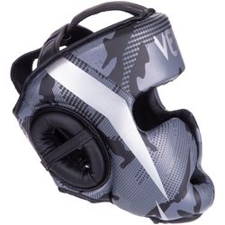 Шлем боксерский с полной защитой PU Zelart (BO-2530-BKG, черно-серый)