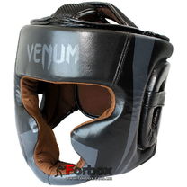 Шлем тренировочный Venum кожаный с полной защитой (BO-5239-BK, черно-серый)