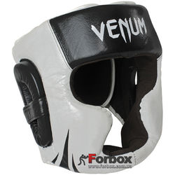 Шолом тренувальний Venum з повним захистом шкіра (BO-5246-BK, чорно-білий)