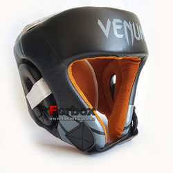 Шлем боксерский Venum с открытым подбородком из натуральной кожи (BO-6629-BK, черный)