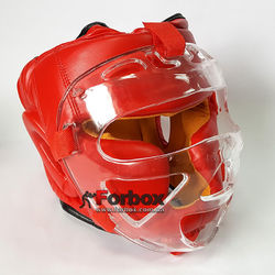 Шлем с пластиковой маской Everlast (PU красный, ZB-5209)
