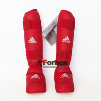 Защита голени и стопы Adidas с лицензией WKF (661.35Z, красная)