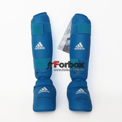 Защита голени и стопы Adidas с лицензией WKF (661.35Z, синяя)