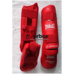 Уцінка Захист гомілки та стопи Everlast для карате WKF (BO-3958-RD, червона) розмір S потертості зверху