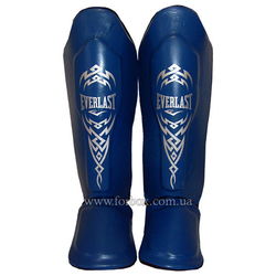 Защита голени и стопы Everlast Muay Thai кожа (VL-8101, синяя)