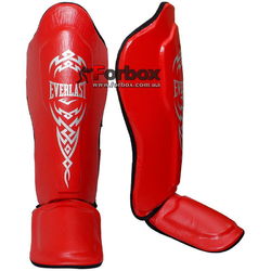 Захист гомілки та стопи Everlast Muay Thai шкіра (VL-8101, червоний)