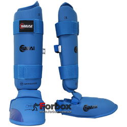 Защита голени и стопы Smai WKF Approved (SMP-102, синяя)