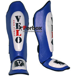 Захист гомілки та стопи Velo посилена із шкіри (ULI-7021, синьо-біла)