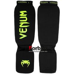 Захист гомілки та стопи Venum чулочніго типу з фіксатором (CO-5810-BKG, чорно-зелена)