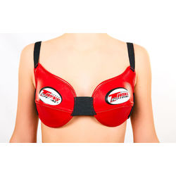 Защита груди женская из натуральной кожи с литыми вставками (CP-RD, красный)
