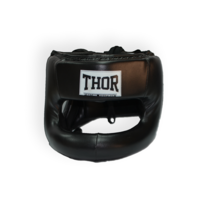 Шолом боксерский з бампером Nose Protection шкіра THOR (707-Leather-BLK, Чорний)