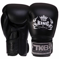 Перчатки боксерские кожаные на липучке TOP KING Super (TKBGSV, Черный)