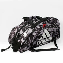 Спортивная сумка трансформер Adidas серый камуфляж с белым логотипом Boxing 62см*31см*31см (ADIACC058B-GRSL, серый)