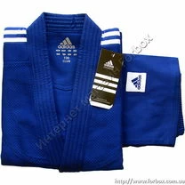 Кимоно для дзюдо Adidas Club 350 гм2 с белыми полосами (j350, синее)