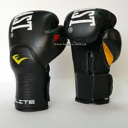 Боксерські шкіряні рукавички EVERLAST з натуральної шкіри (MA-6757-BK, чорний)