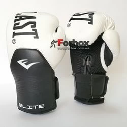 Боксерські шкіряні рукавички EVERLAST з натуральної шкіри (MA-6757-W, біло-чорний)