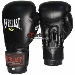 УЦЕНКА Перчатки боксерские Everlast Ring Star кожа (BO-4748-BK, черные)