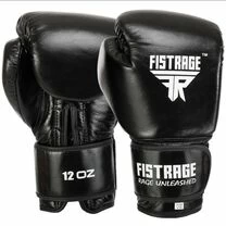 Боксерские перчатки Fistrage кожа (VL-5561-BK, черные)
